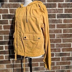 H&M Divided Mustard Cropped Hooded Jacket Size M Casual